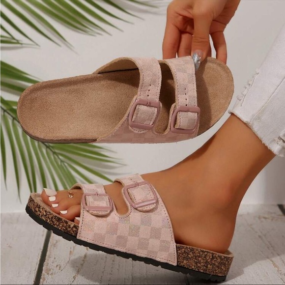 Checkered buckle Sandal - pink - Picture 5 of 6